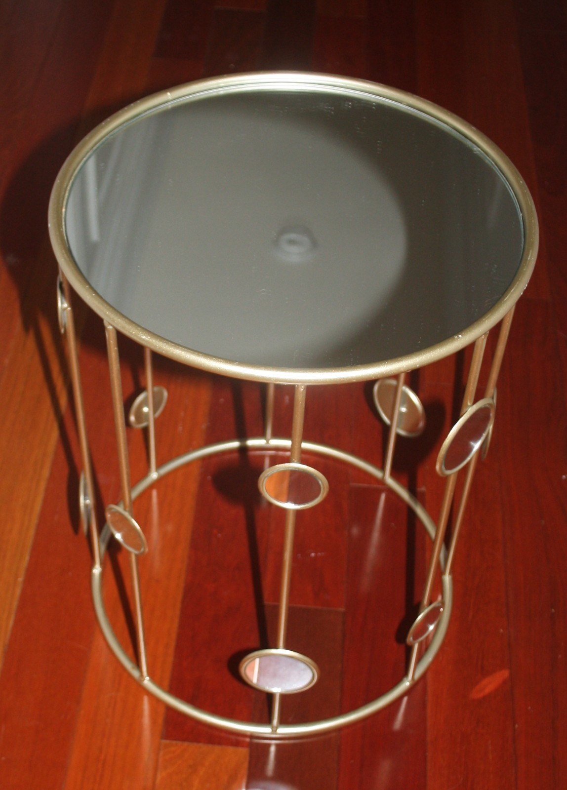 Retro Mirrored Top Gold Accent Table Open Frame Mirror Circles 13X17.75