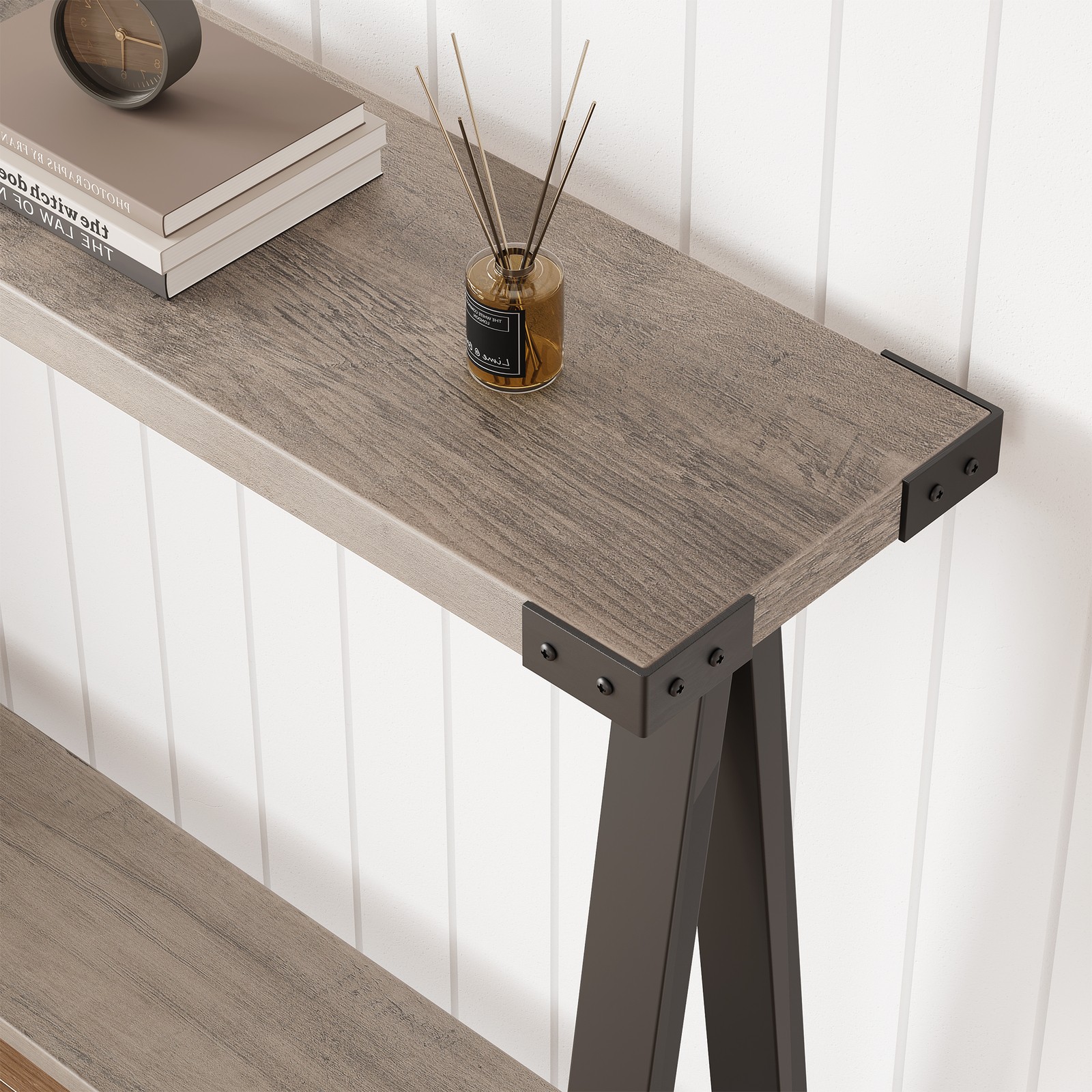 43.3-Inch Farmhouse Console Table, 2-Tier Wooden Entryway Table with Storage