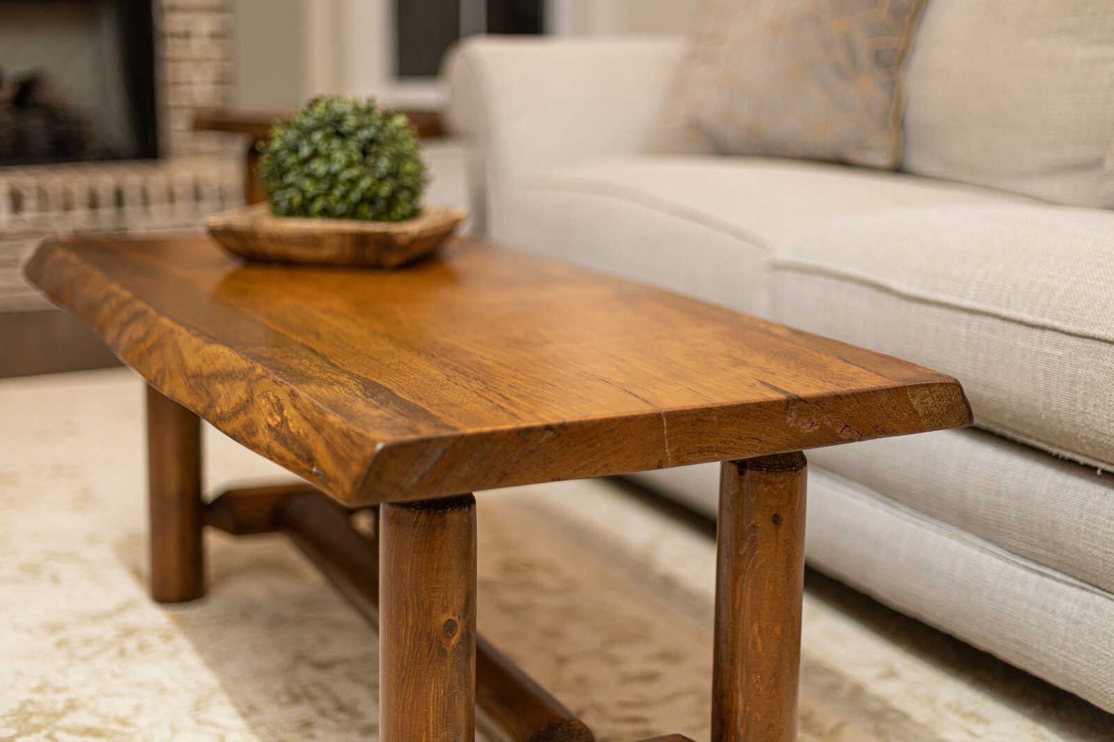 Rustic Pine and Cedar Log Coffee and End Table Set Cabin Furniture Live Edge