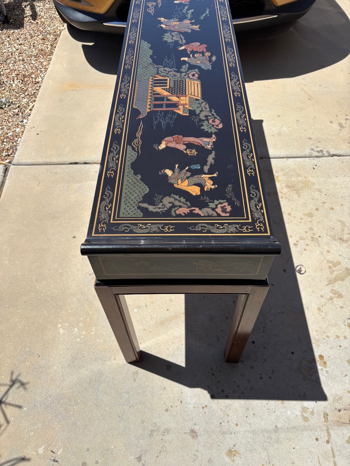 Drexel Heritage Chinoiserie Asian Black Lacquer Console Hall Table