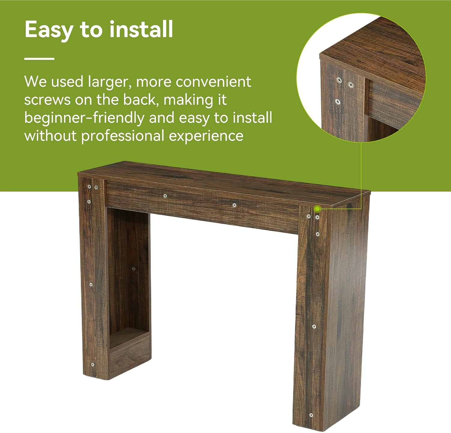 41.3-Inch Narrow Wood Console Table, Retro Brown Entryway Table for Small Space