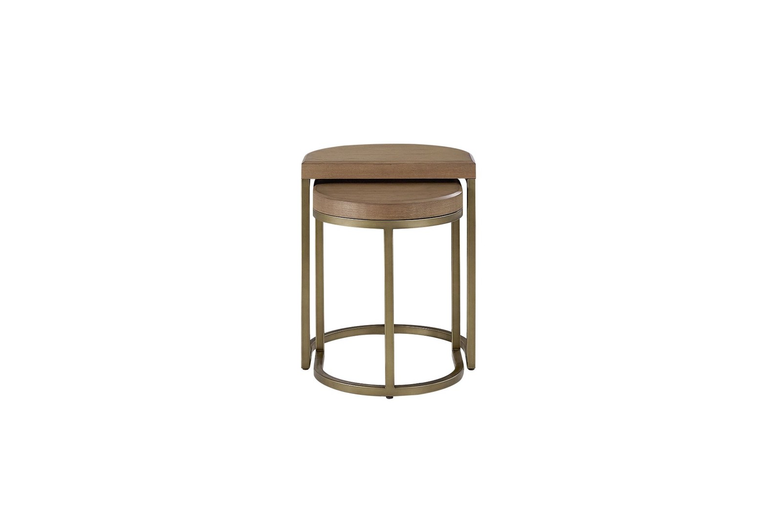Modern design (MDF + metal) nested table – light brown, elm wood veneer