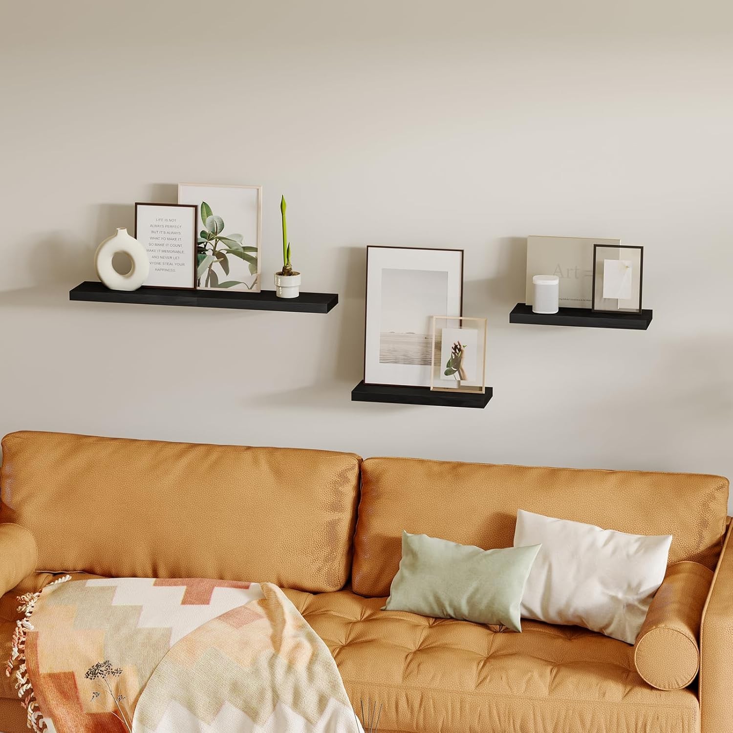 Fixwal Floating Shelves for 15.8 inches x 5.5 x 1.2 inches, Black