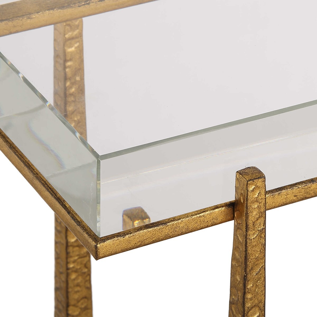 MIDAS MODERN ACCENT END TABLE THICK CRYSTAL TOP IRON BASE 24839