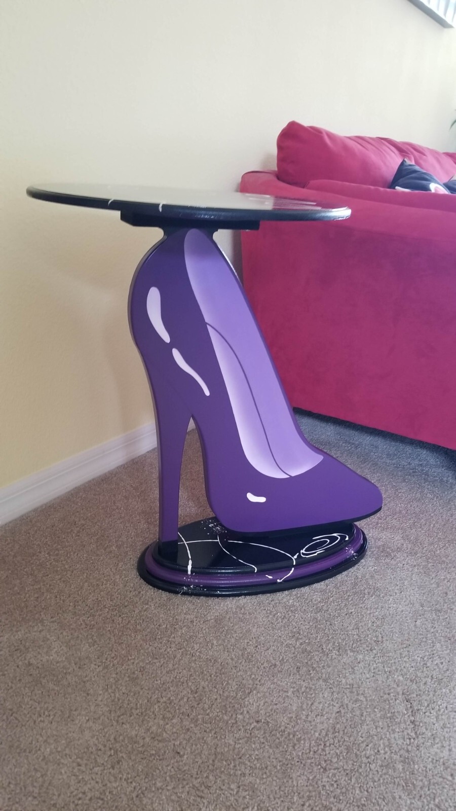 Purple Shoe Table, high heel table, unique shoe End Table, accent table by Art69