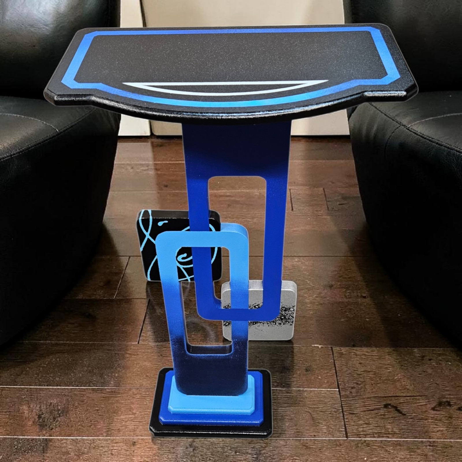 Cobalt Blue Abstract table, Contemporary modern accent end table, 30″ by Art69