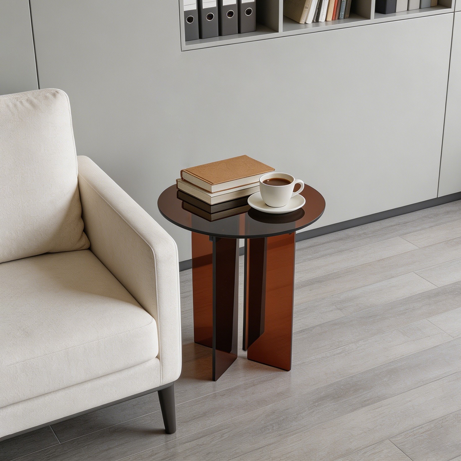 15.7in Minimalist Acrylic Coffee Table Round Side Table for Living Room, Office
