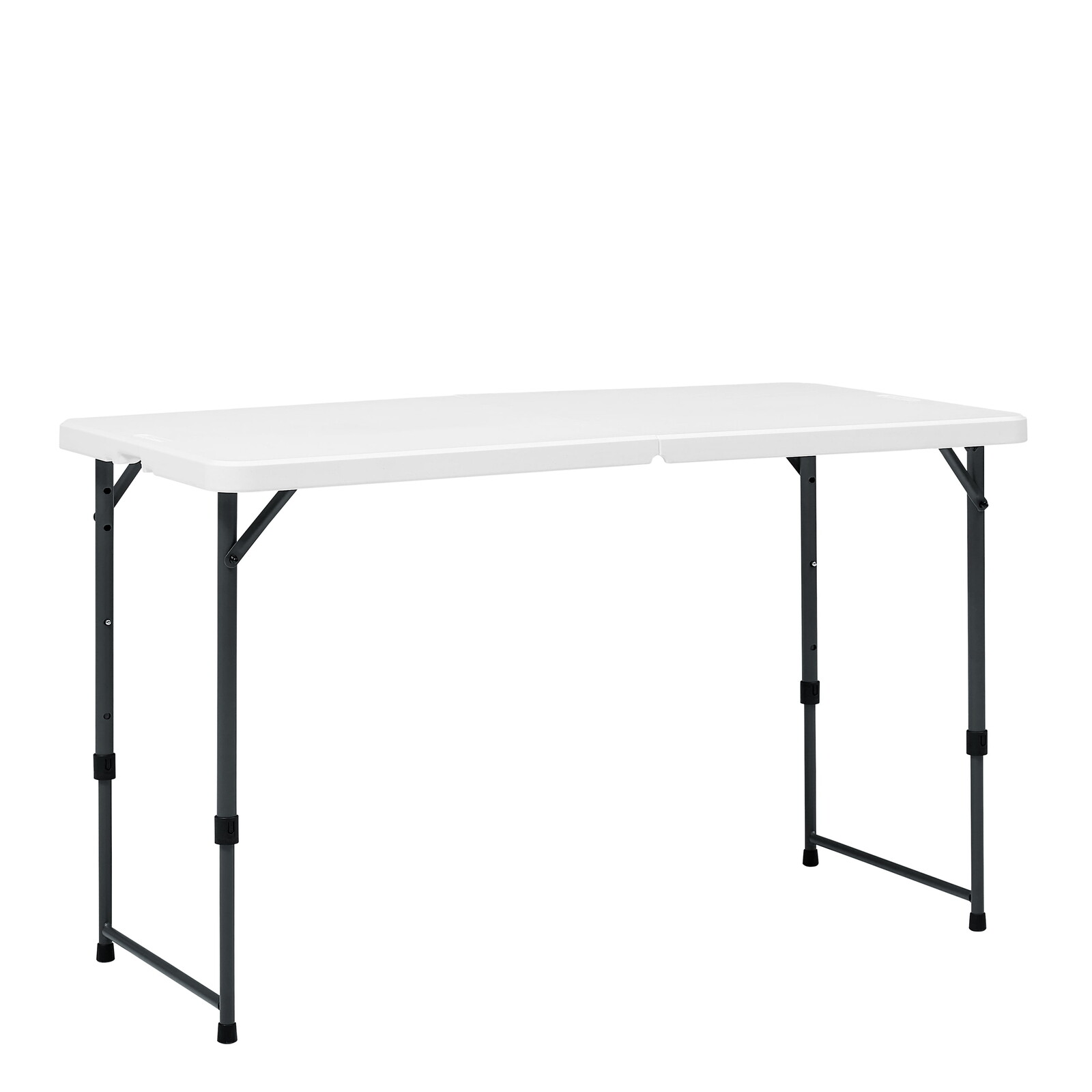 4 Ft Rectangular Folding Table Adjustable Height Durable Indoor Outdoor White US