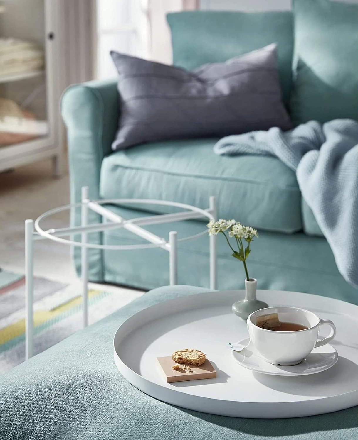 Versatile Folding Metal End Table with Removable Tray – Perfect for Any Room