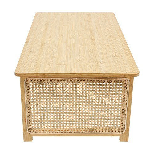Free Standing Imitation Rattan Coffee Table Rectangular Foldable Bamboo Table