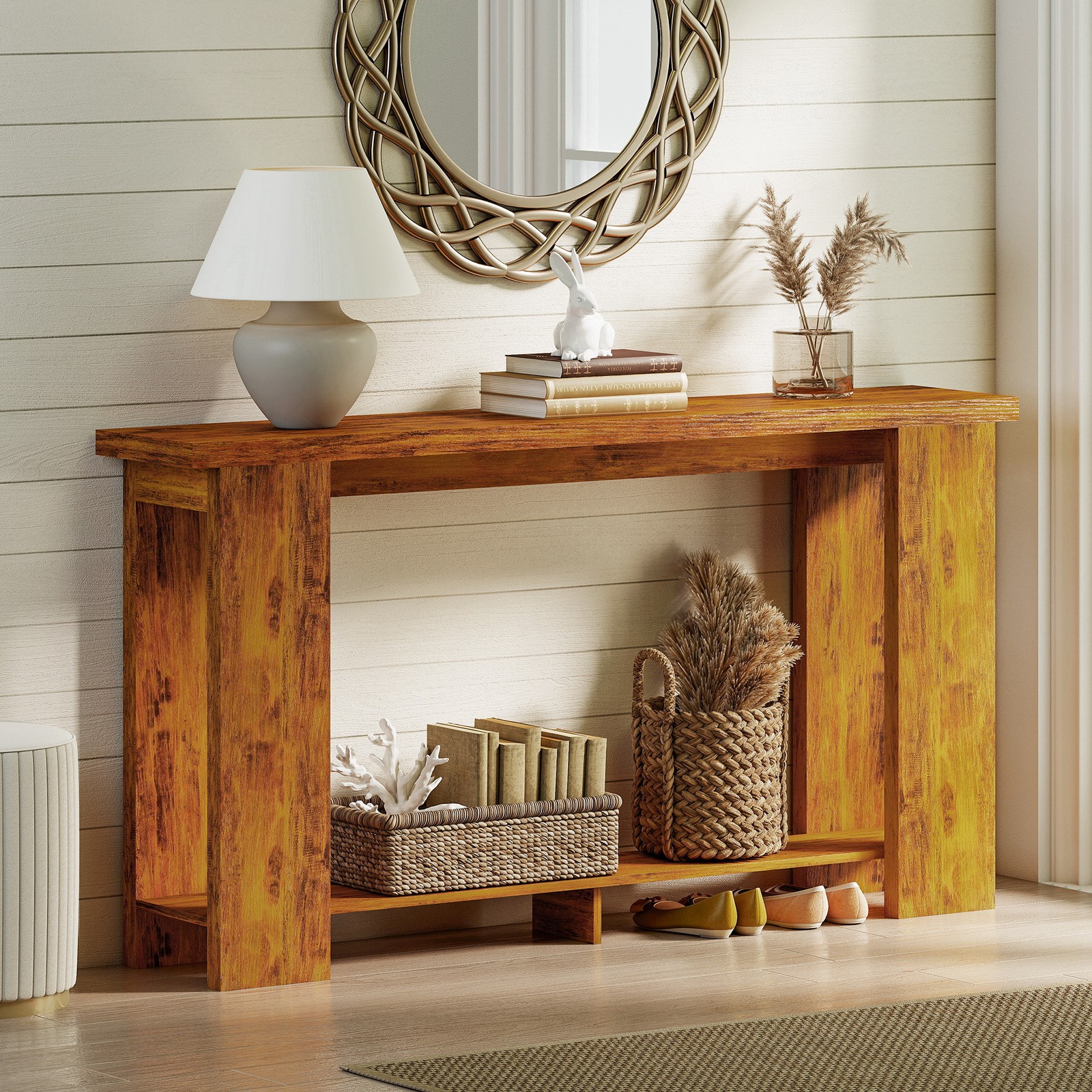 63″ Narrow Entryway Console Table Thickened Tabletop for Living Room, Hallway