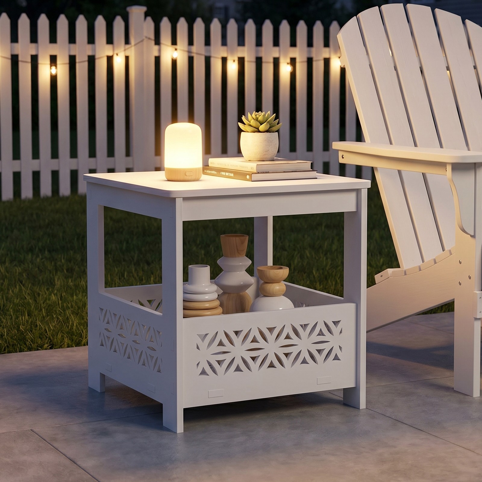 Side End Table PVC Bedside with Storage Rack for Indoor Living Room Bedroom
