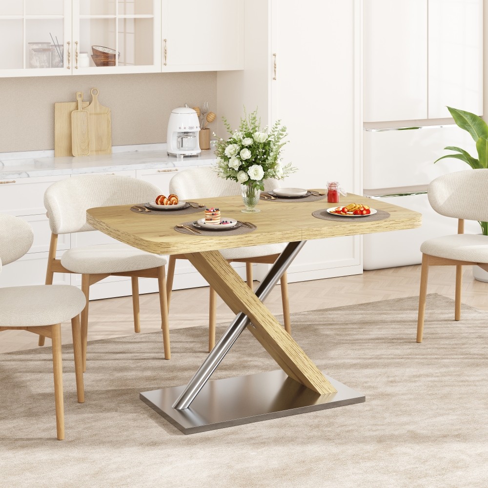47.25”-63”Modern White Glossy Dining Tablefor4-6People Extendable Dining Table
