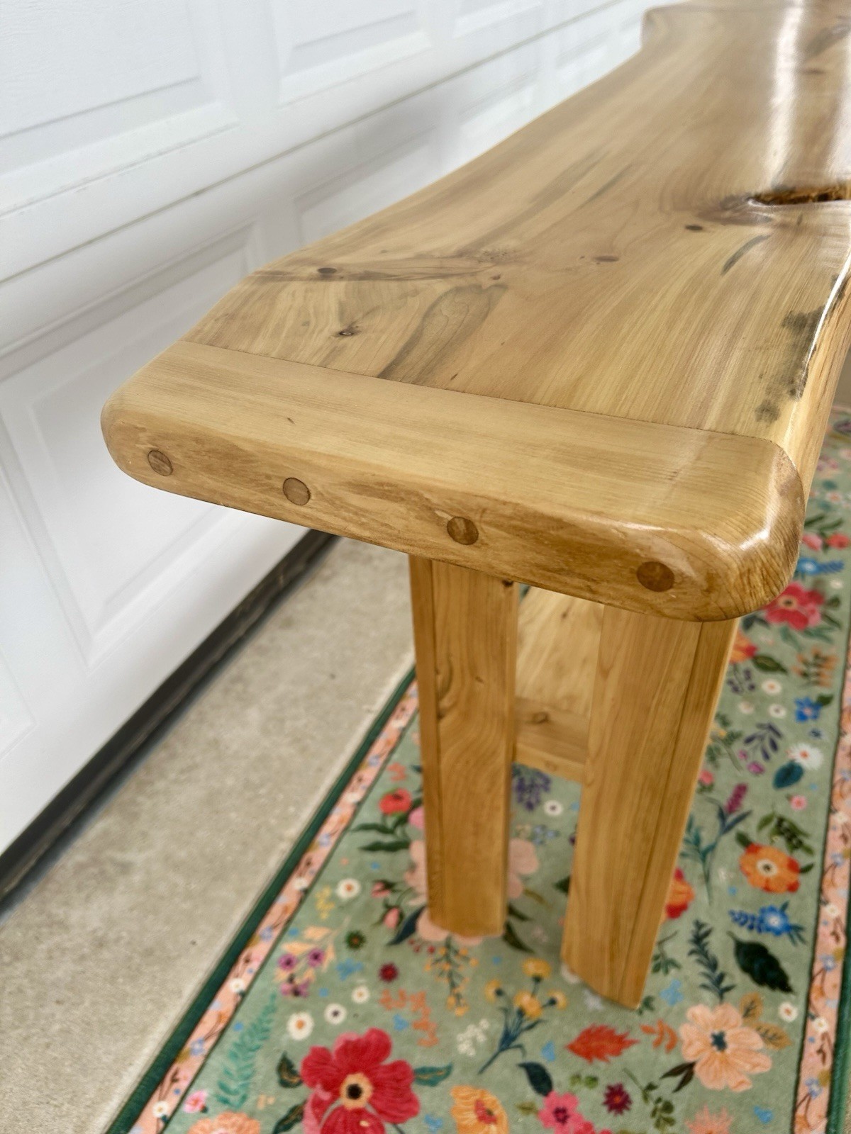Thick Live Edge Sofa Entry Table 57″x16″ Natural Finish Northern White Cedar