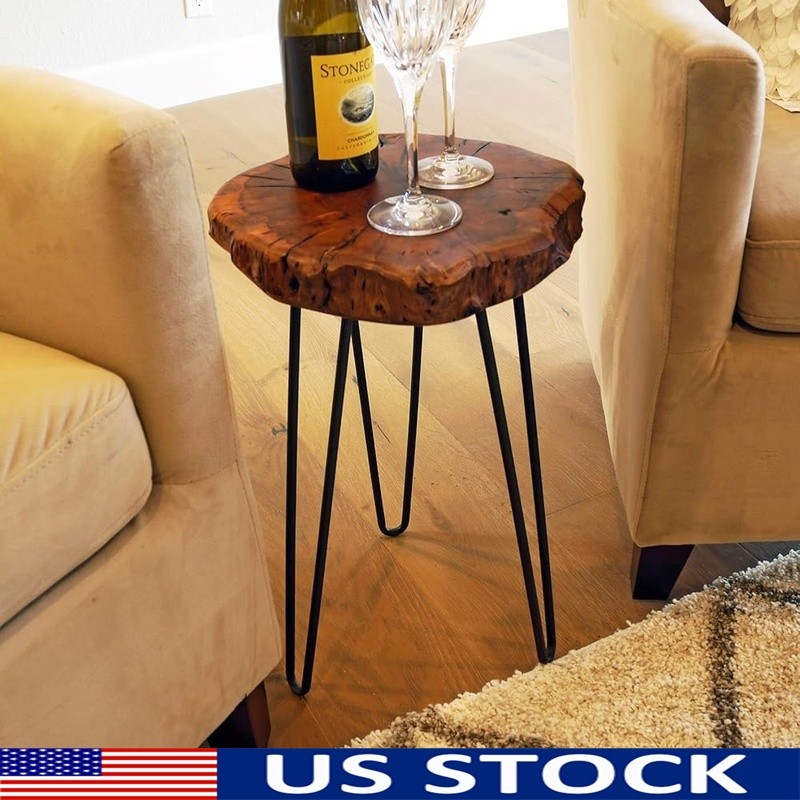 Unique Shape Date Tree End Table Rustic Live Edge Side Table Plant Stand New