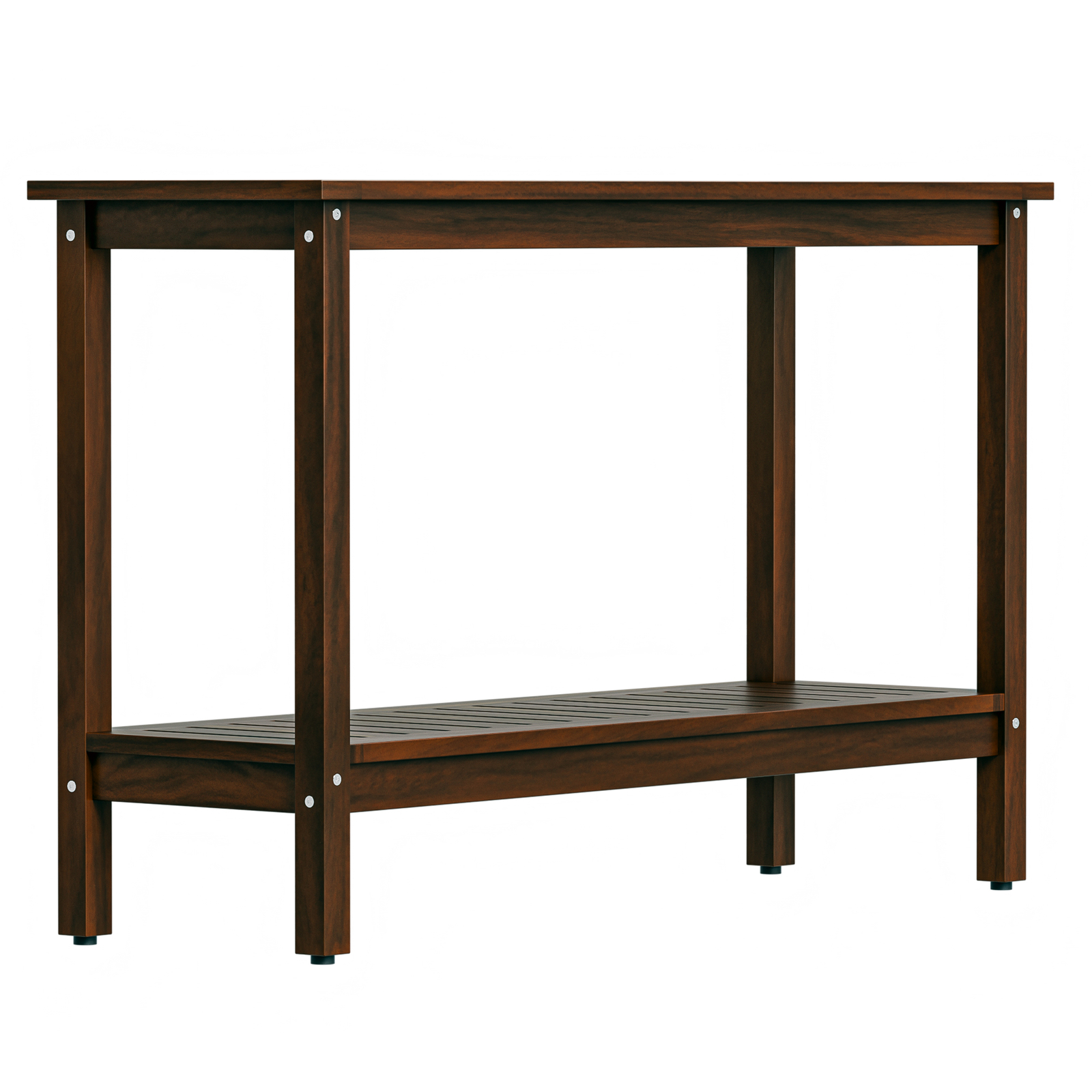 Outdoor Wooden Console Table with 2 Tier Shelf Patio Side Accent Table Coffee