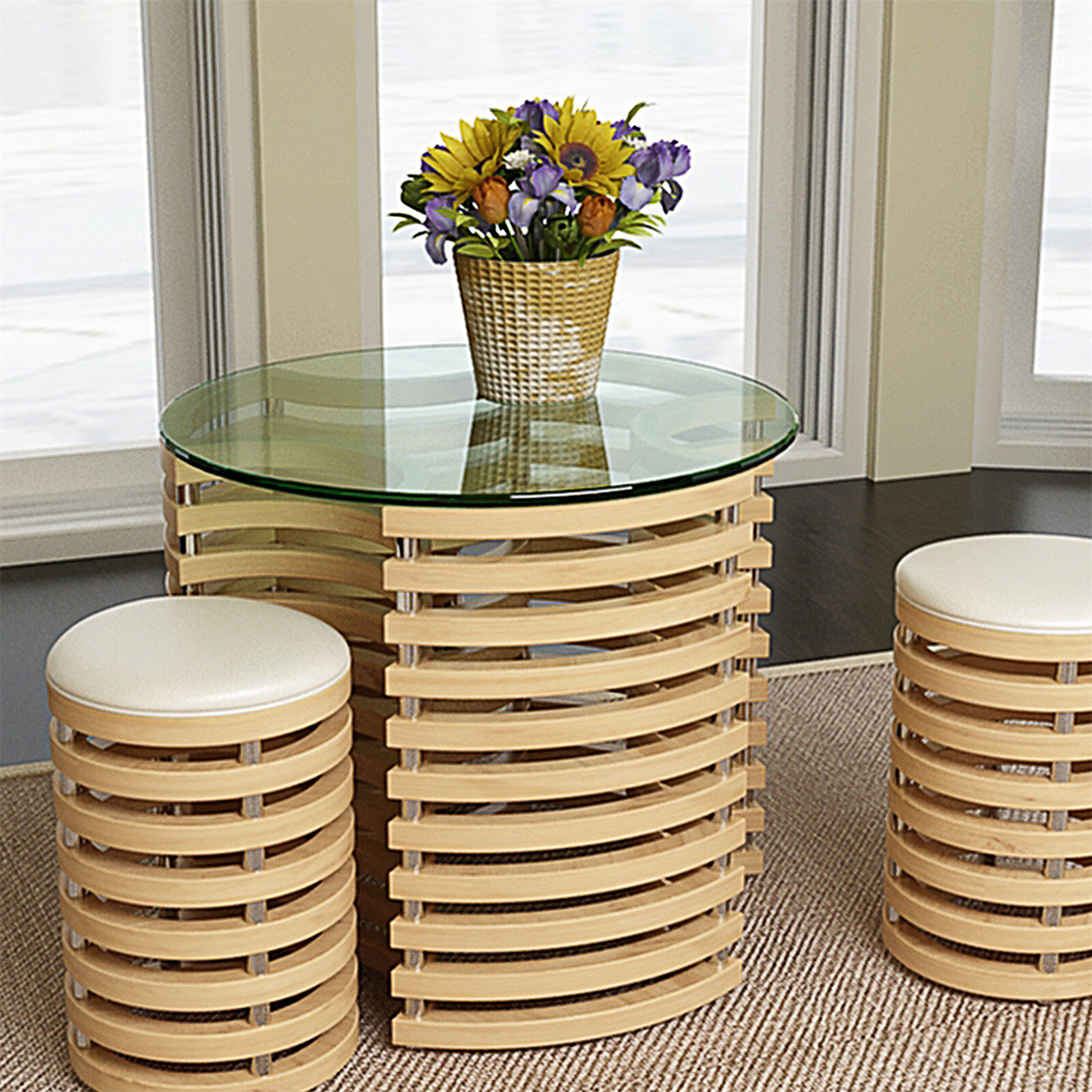 Round Tempered Glass Table Top 1/4” 1/2” 2/5″ Thick Round Beveled Polished