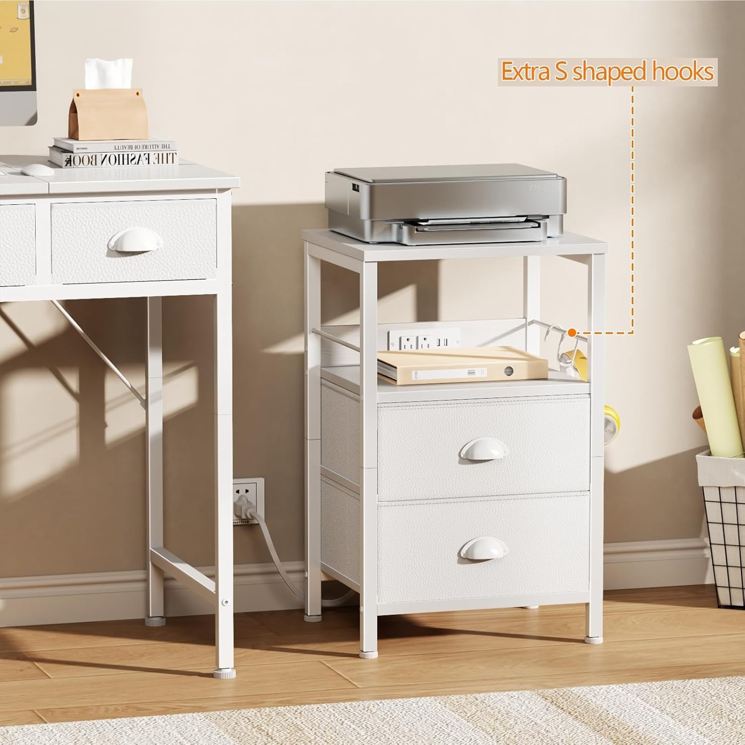 Compact End Table with 2 Drawers and Charging Ports – Perfect for Any Room