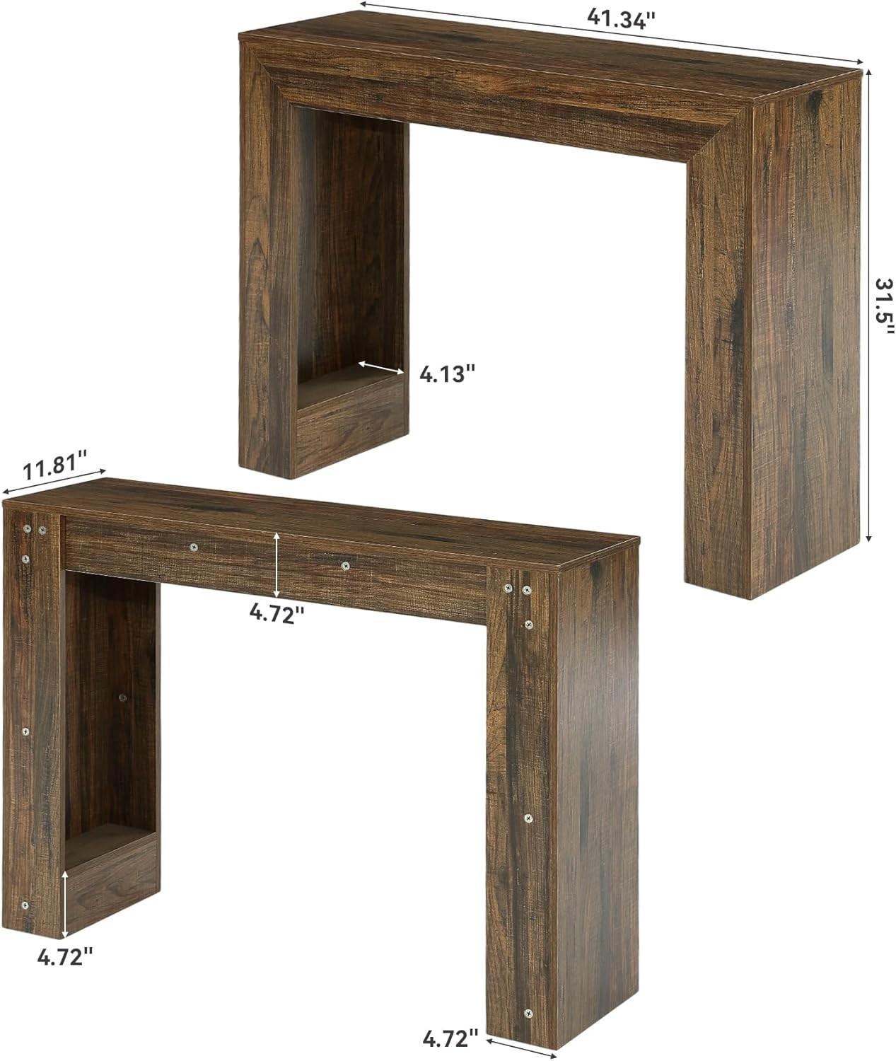 41.3-Inch Narrow Wood Console Table, Retro Brown Entryway Table for Small Space