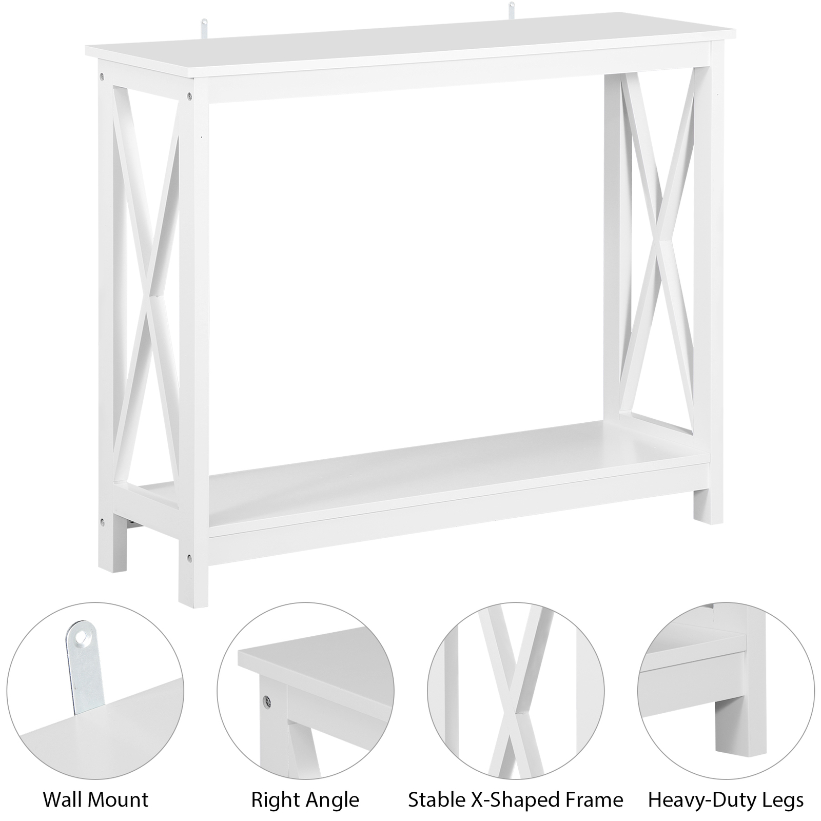ZenSports 2-Tier Narrow Console Table for Entryway Modern Accent Sofa White