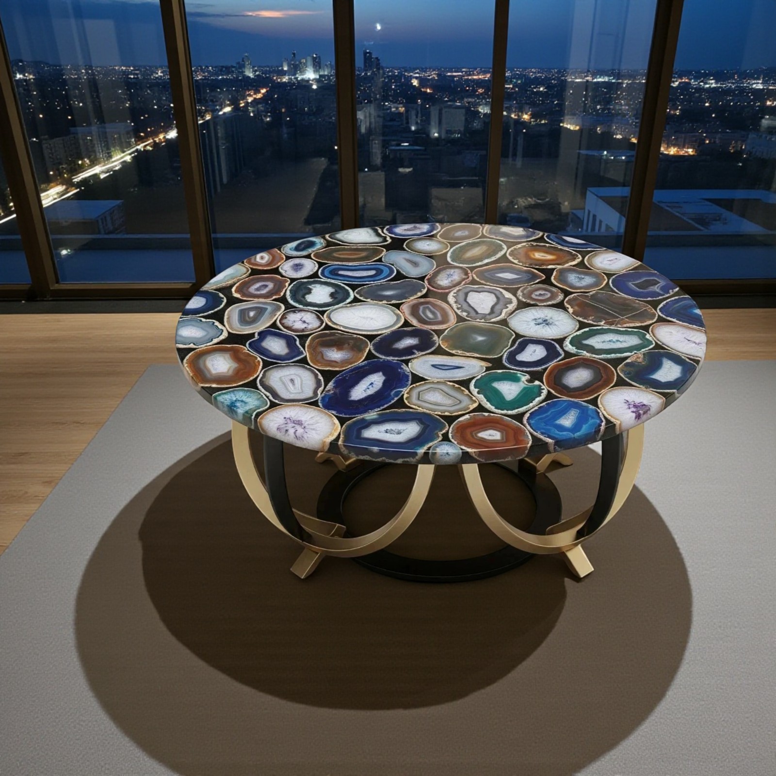 Multicolor Agate Coffee Table , Agate Custom Table , Luxury Living Room Table