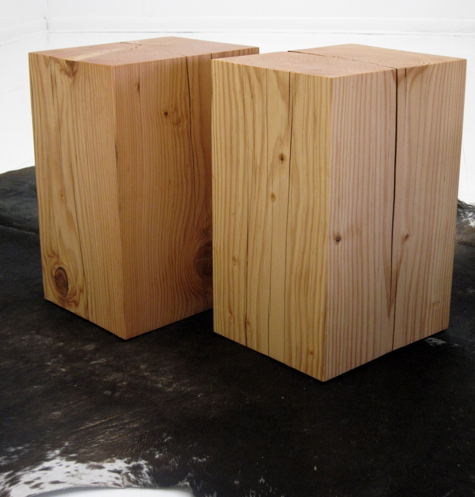 Modern wood timber block tree stump side table stool
