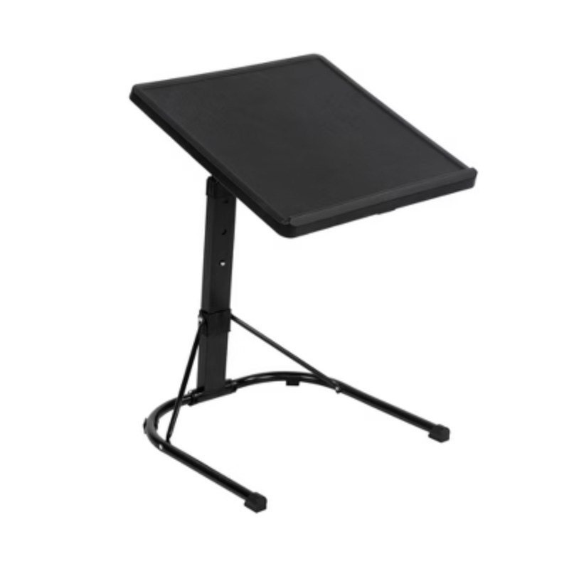 Adjustable Height Folding Tray Table Black