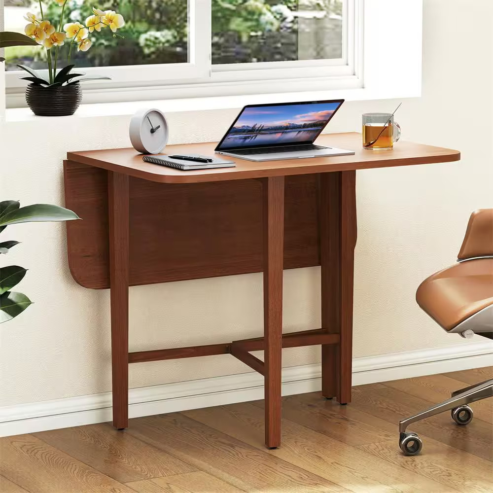 Square Drop Leaf Dining Table 36 In. Compact Folding Kitchen Table for 2-4 Peopl