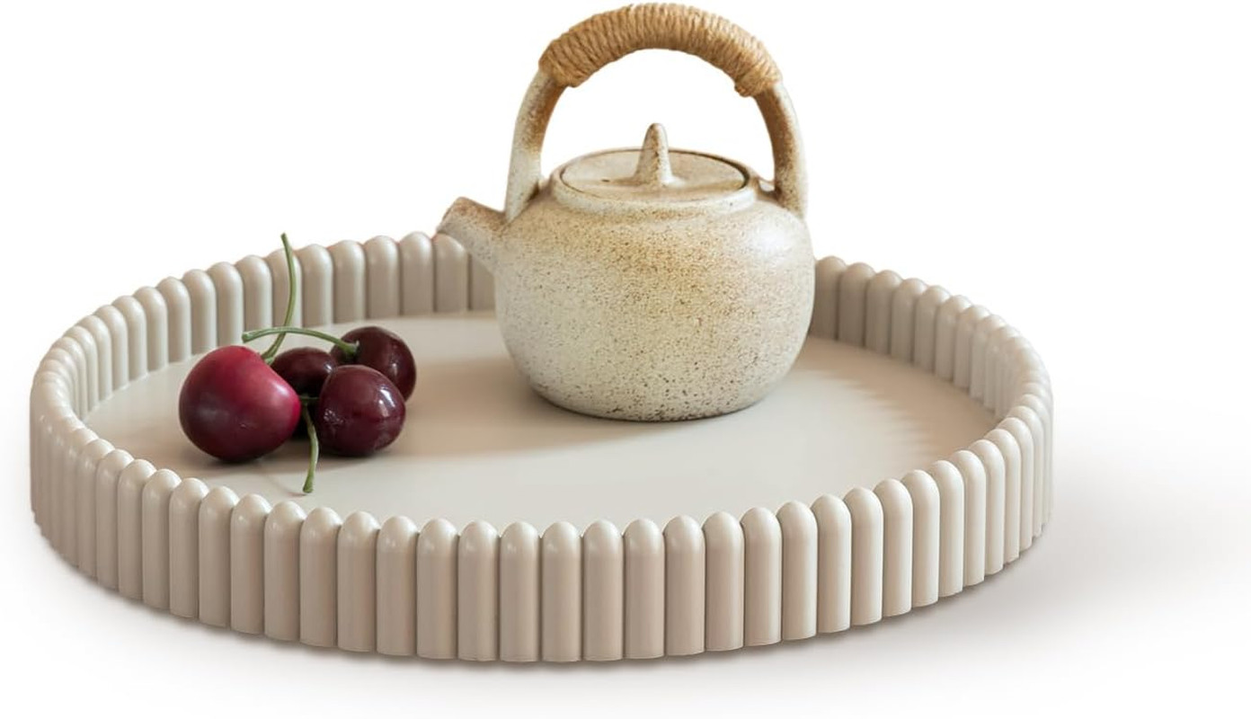 Coffee Table Tray, Home Decor round Tray, Concrete Gray Coffee Table Decor Trays