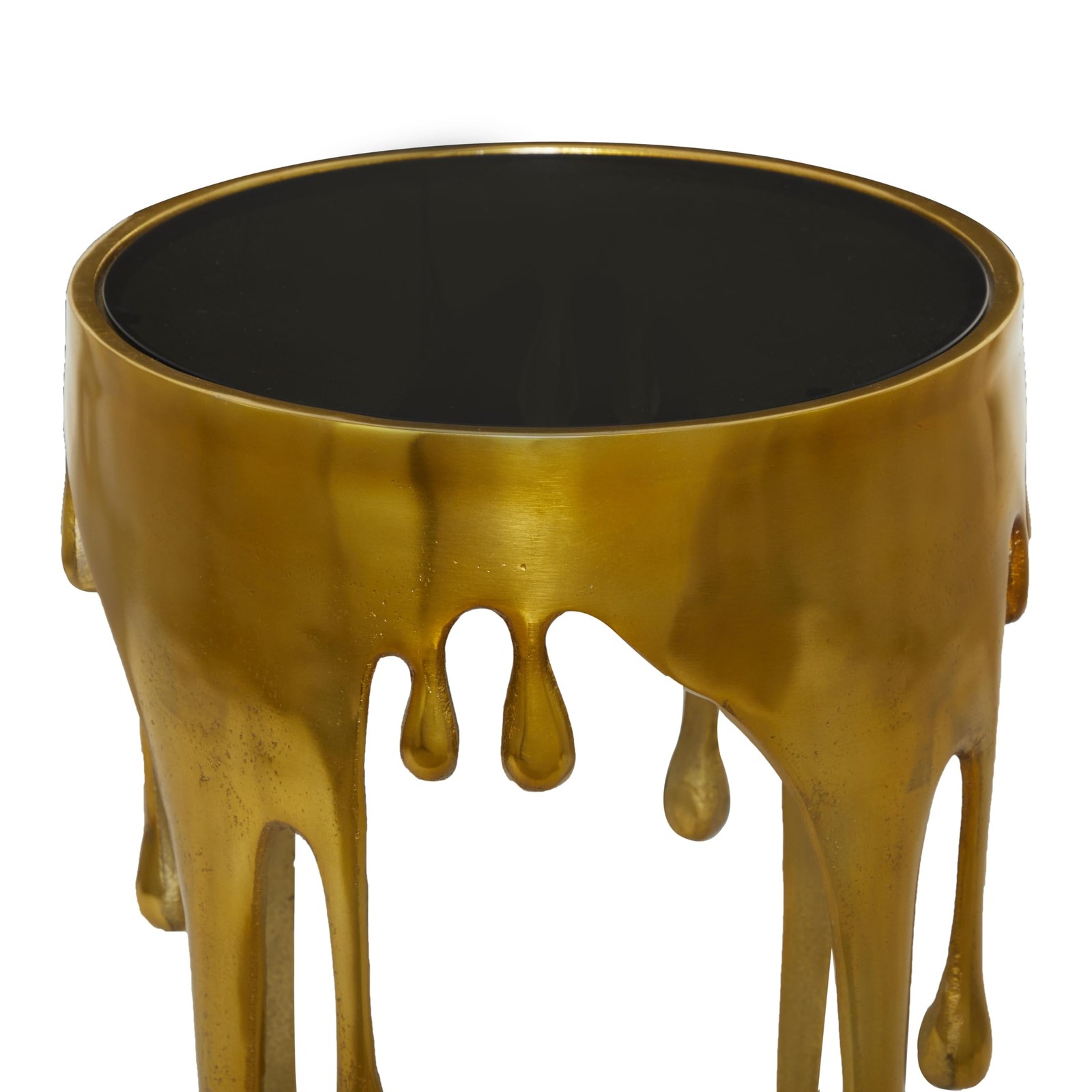 Deco 79 Aluminum Drip Accent Table with Melting Designed Legs and Shaded Glass ,