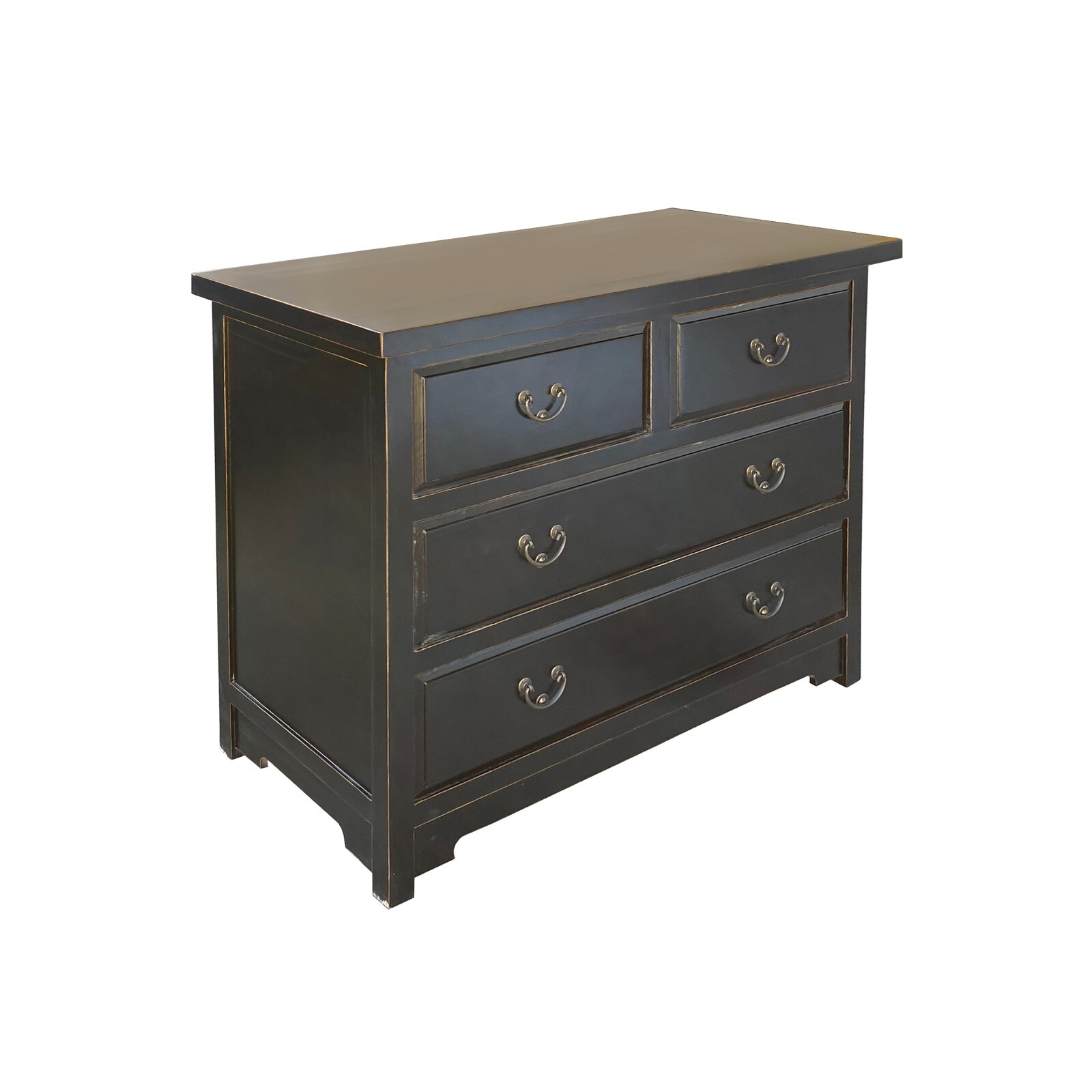 Oriental Black Lacquer 4 Drawers Sideboard Credenza Dresser Cabinet cs7521