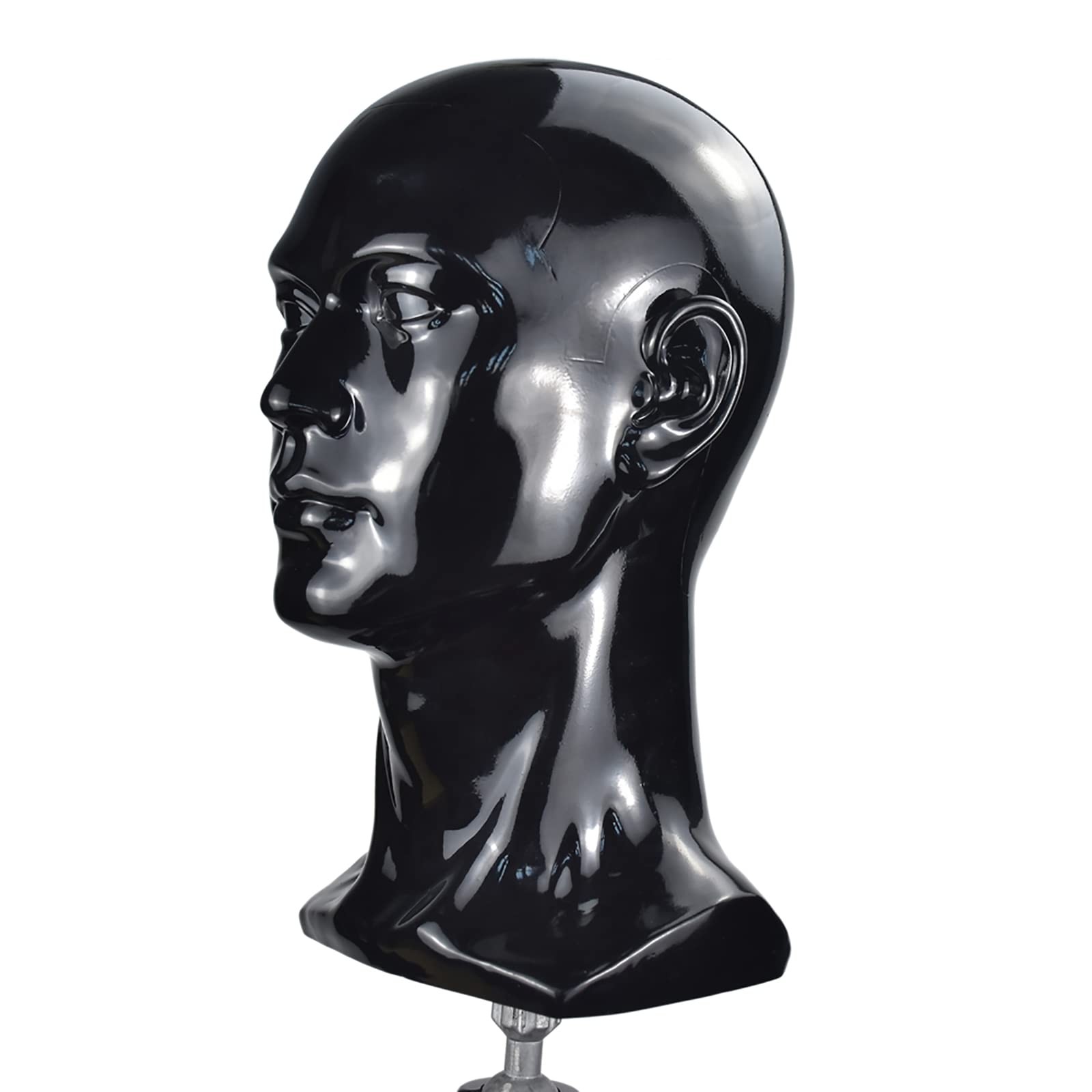 MIAOMANZI PVC Mannequin Head Black Male Manikin 1 Count (Pack of 1), black