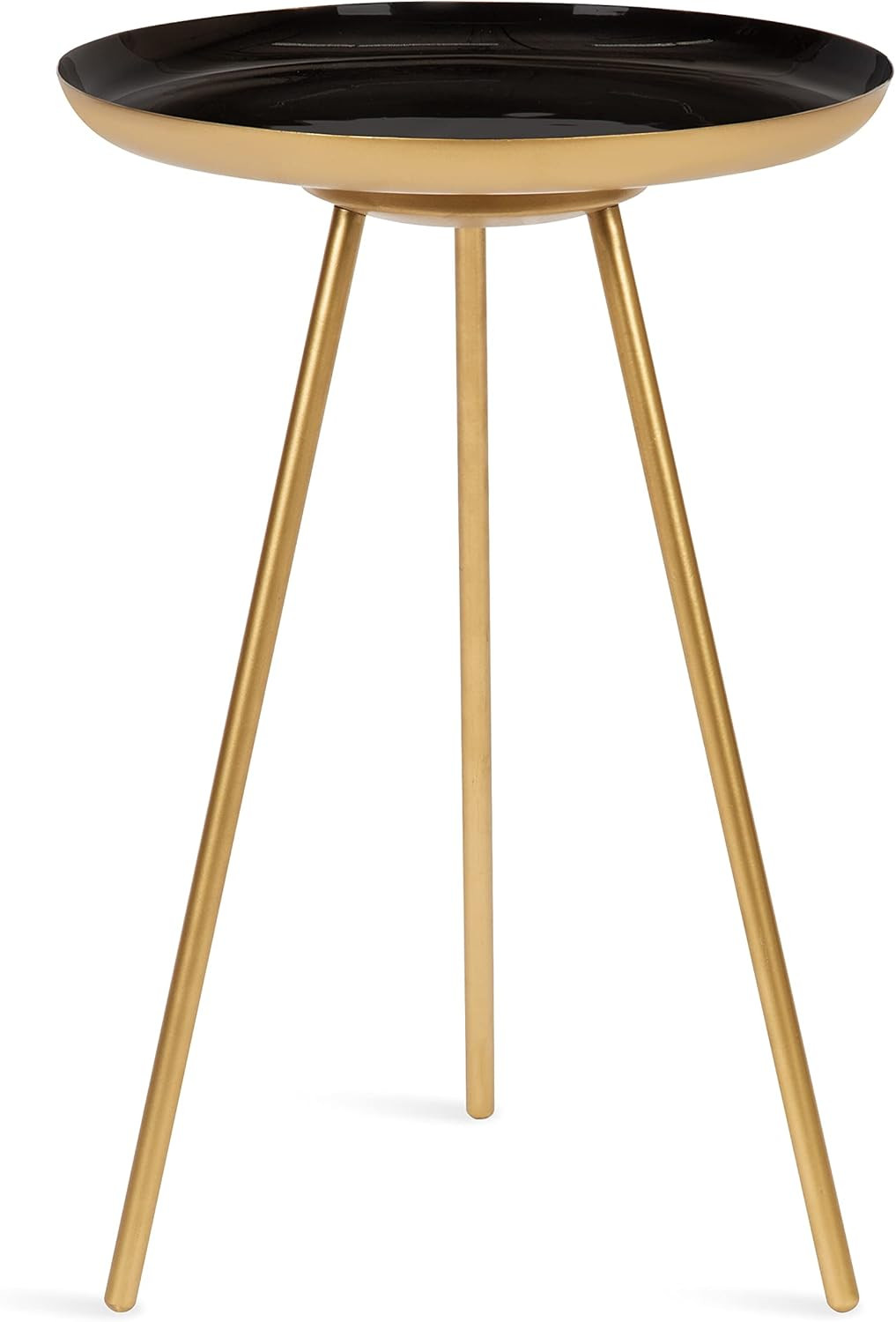 Stylish Laranya Round Metal Side Table in Black and Gold – 15x15x22.5 inches
