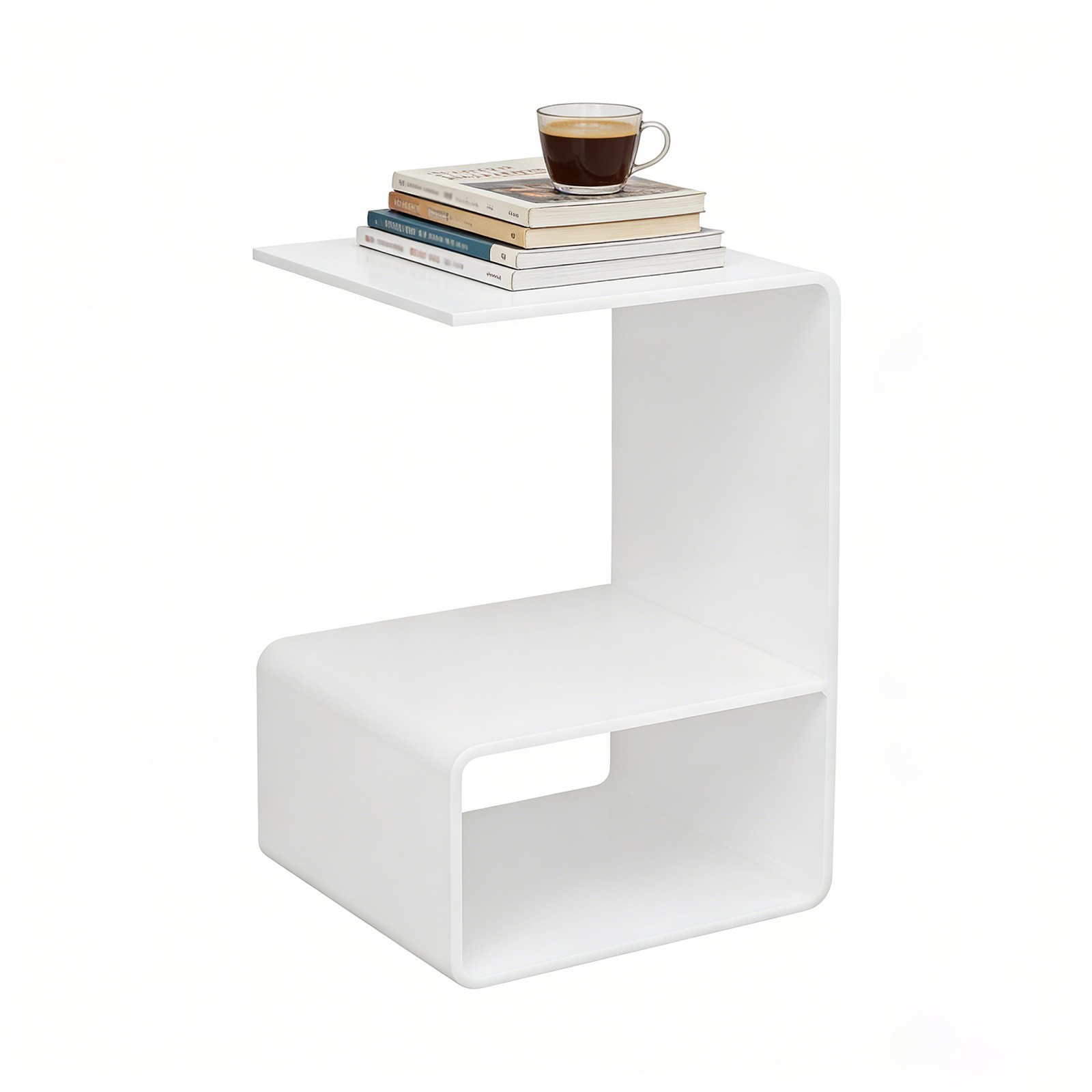 White End Table Acrylic Side Tables Free Standing Bedside Table No Assembly