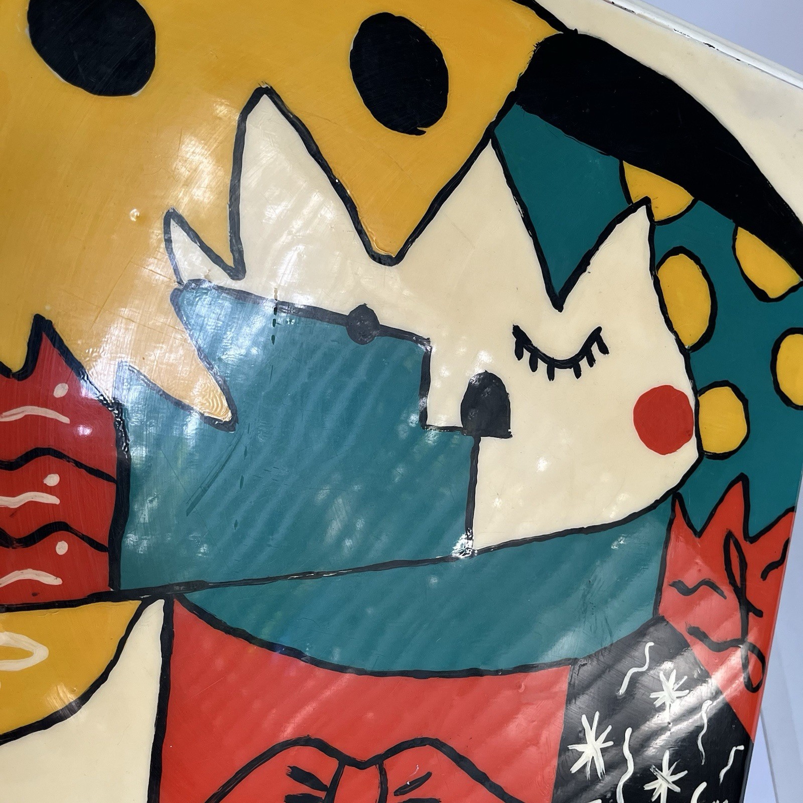 Hand-Painted Colorful Folk Art Design Side Table End Table Decor