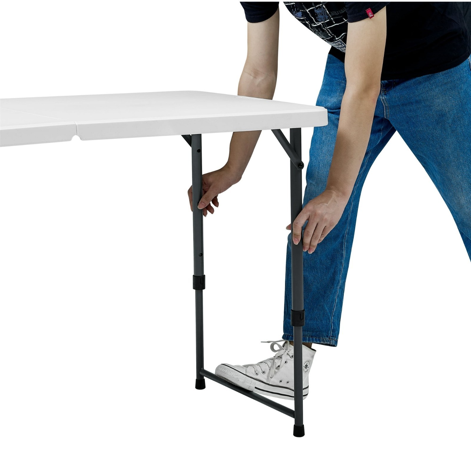 Mainstays 4 Foot Adjustable Height Folding Plastic Table, White