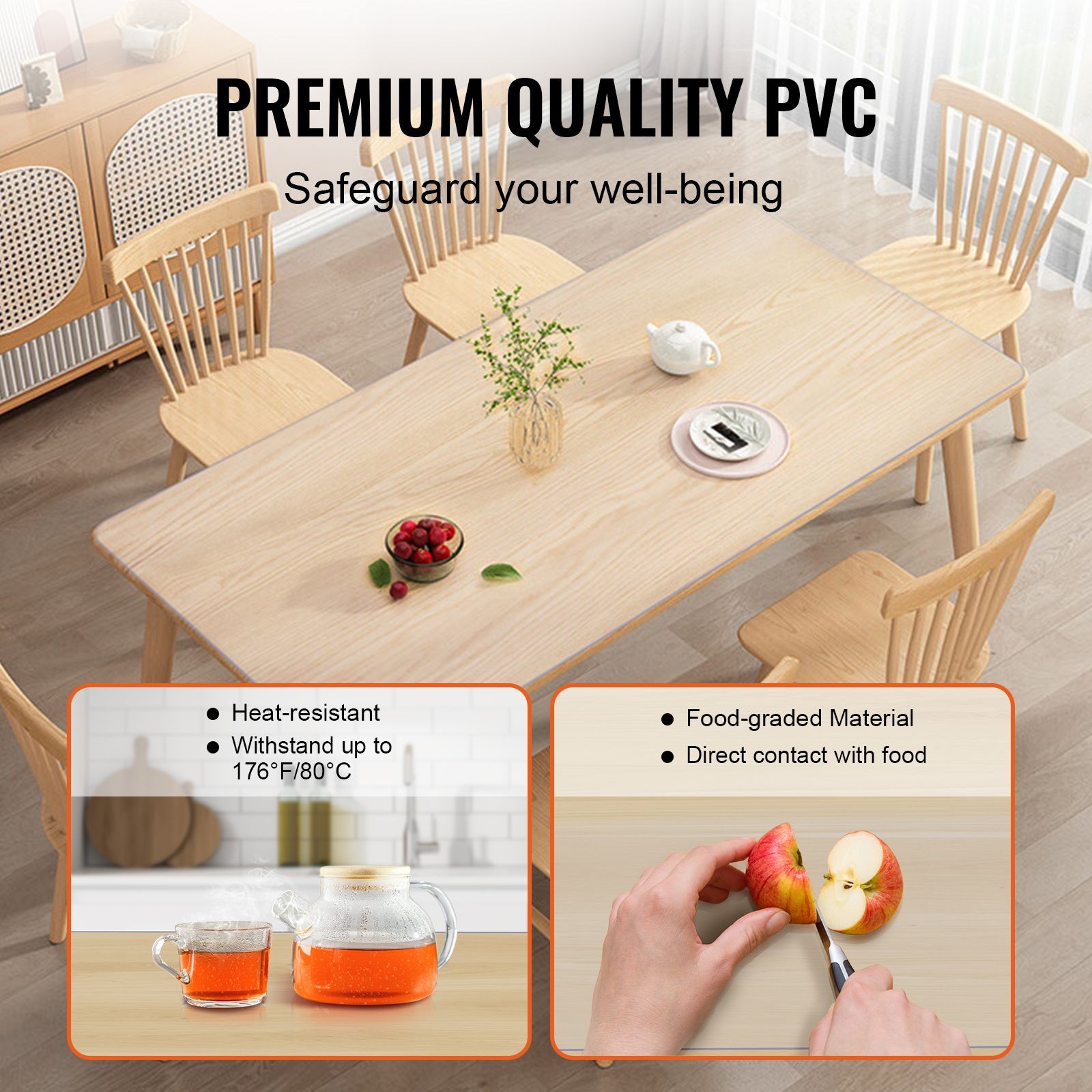 Clear Table Cover Protector, 18″ x 36″ Rectangle Table Cover, 1.5 mm Thick PVC