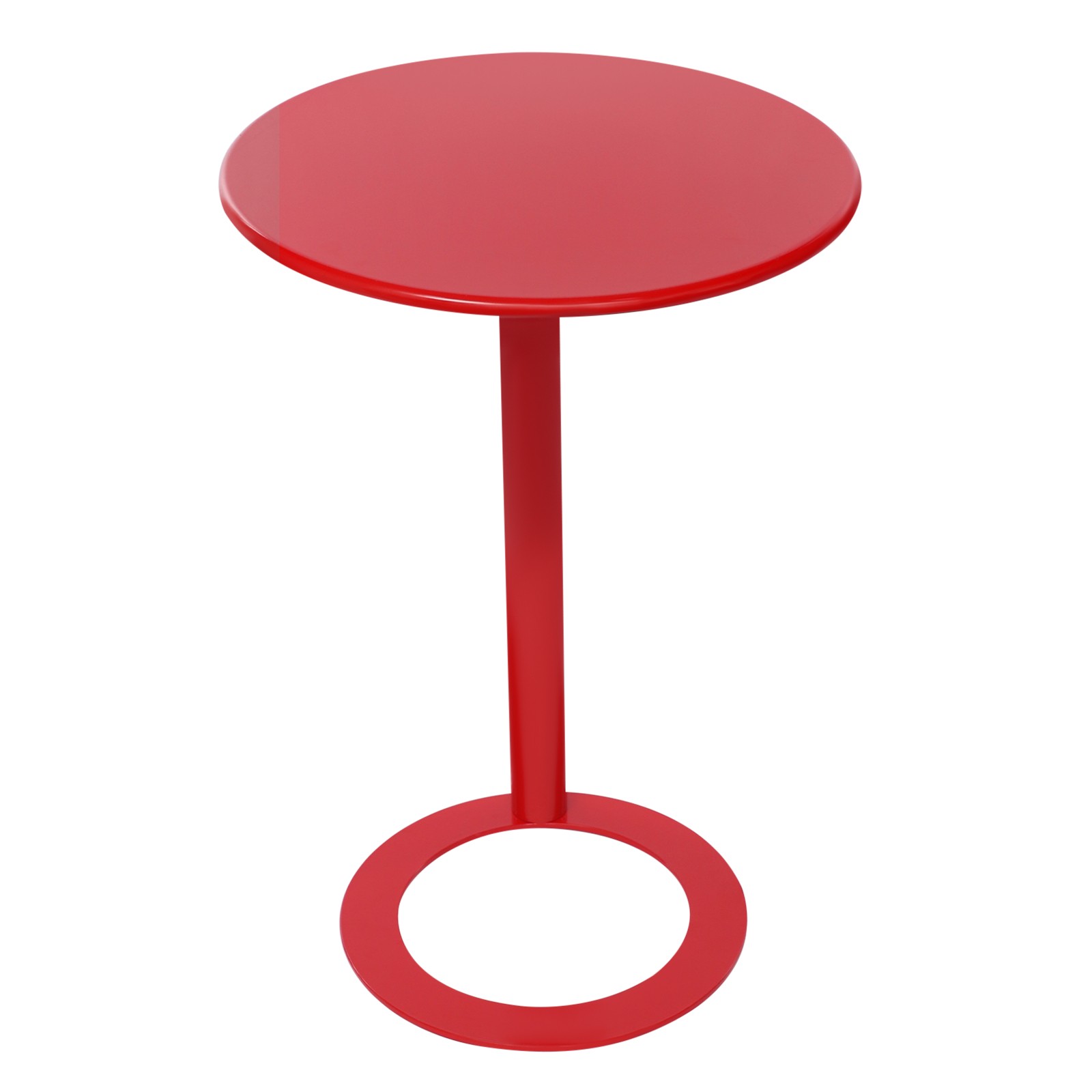 Red C-Shaped Coffee Table, 18.9*27.2in C-Shaped Side Table With O-Shaped Base