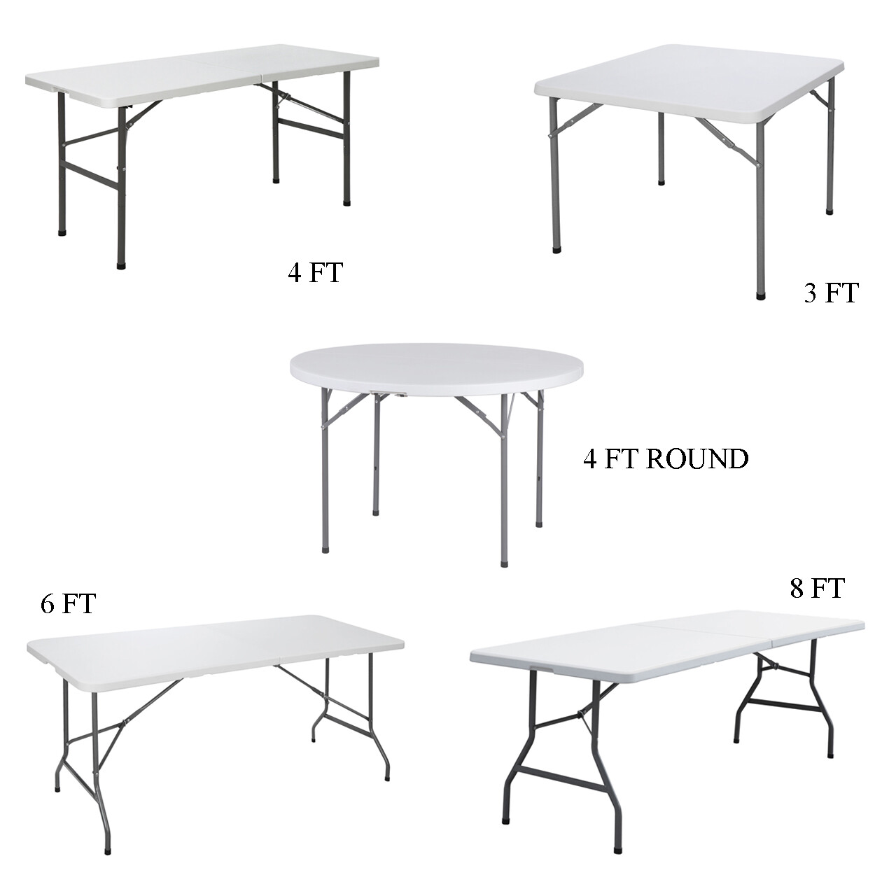 Folding Table Indoor Outdoor Picnic Camping Table w/Handle Portable 3/4/6/8 FT