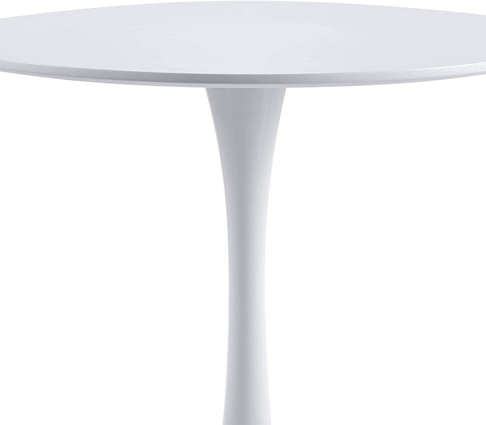 36” Round Tulip Dining Table Lacquered Wood Top with Glossy Pedestal White Black