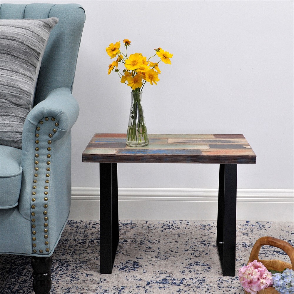Greenage Side Table Reclaimed Wood Small Accent Coffee End Table Rectangular
