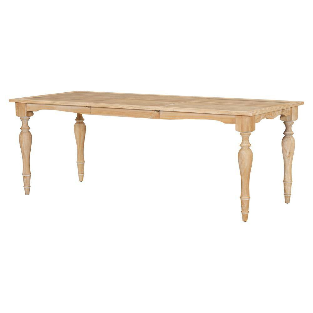 Natural Color Wood 82.7 In. 4-Legs Extendable Dining Table Seats 8 with 23.6 In.