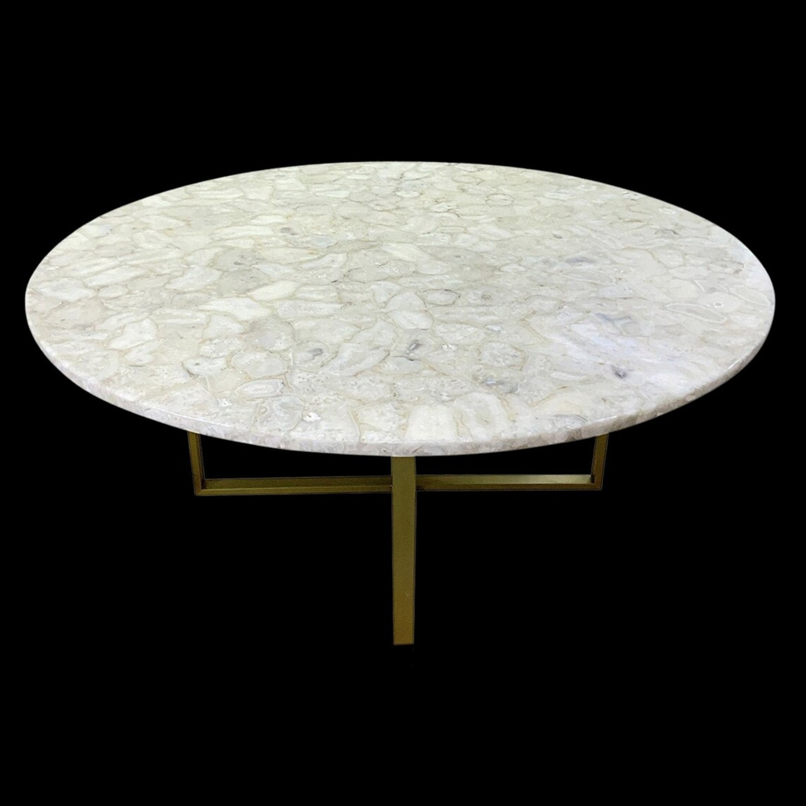 White Agate Stone Table Top | 12×12″ Round Handmade Agate Coffee Side End Table