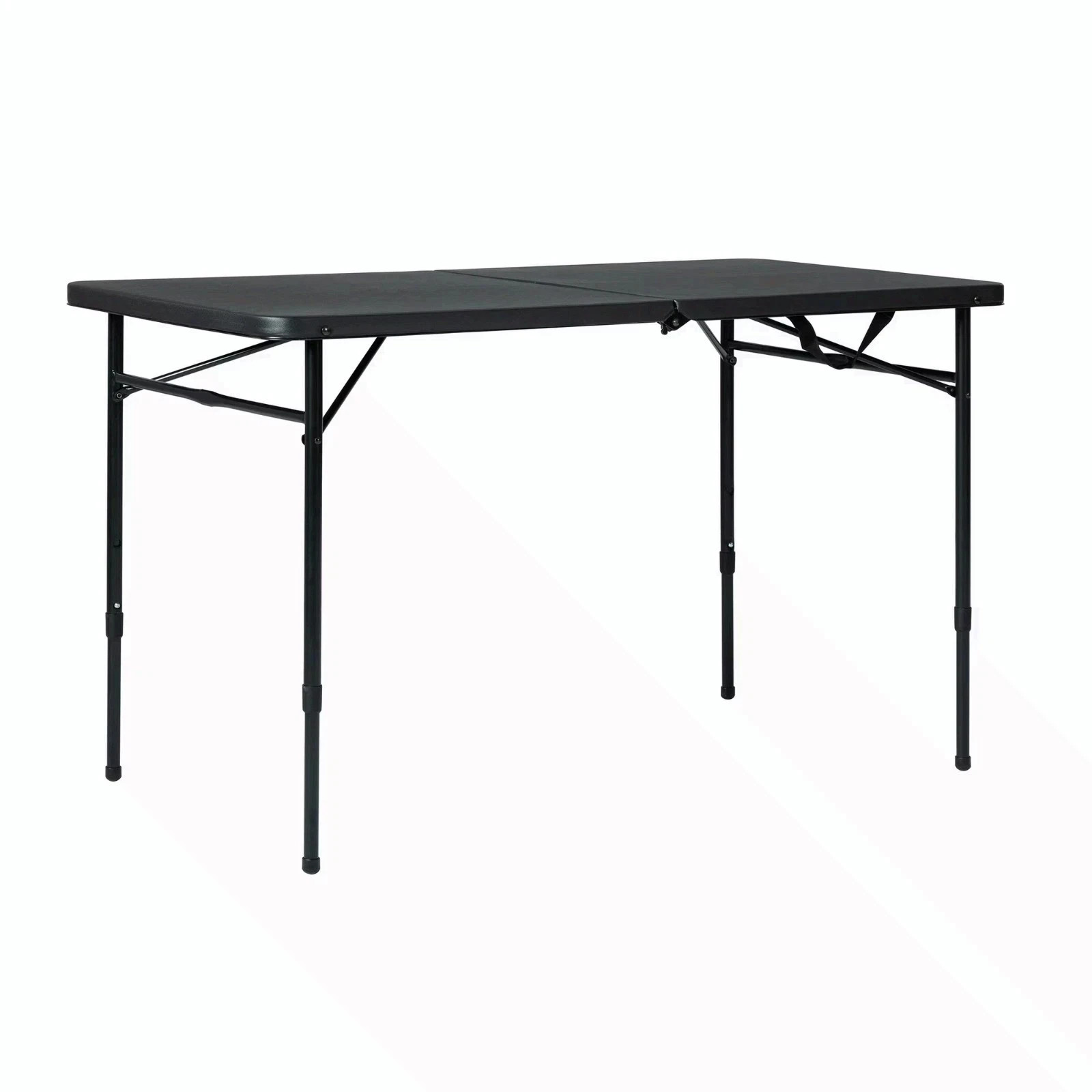 Mainstays 4 Foot Fold-in-Half Adjustable Folding Table, Rich Black