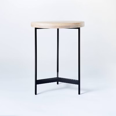 Threshold designed Iron Side Table Mango Wood Round Black Metal Frame