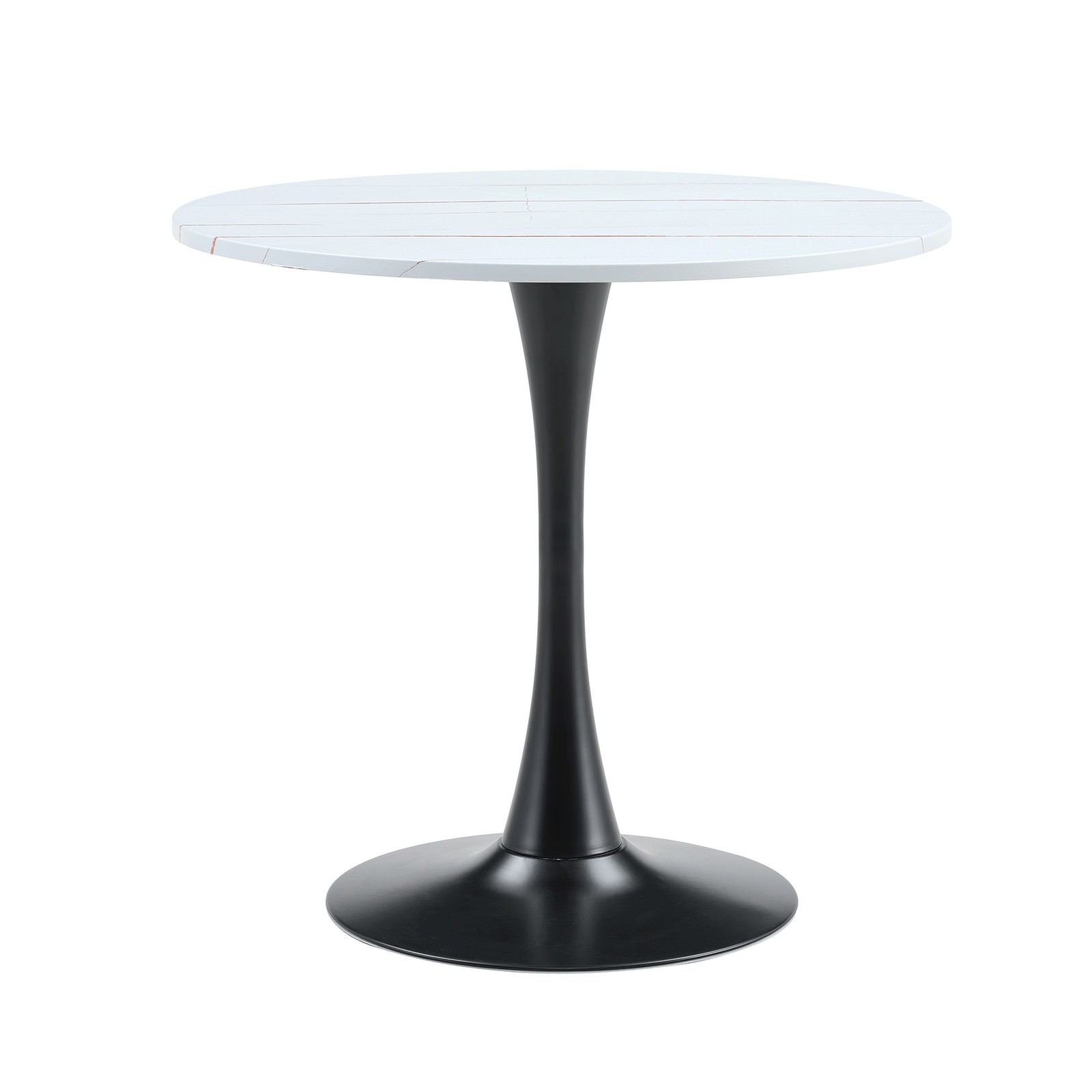 31.5″ Round Tulip Dining Table White MDF Top Metal Pedestal Base