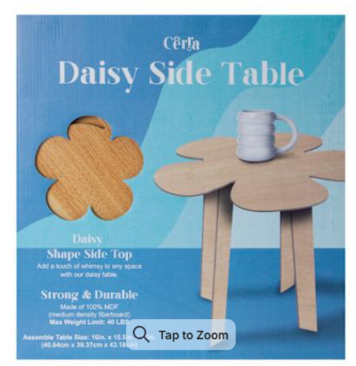 Daisy Side Table – Light Wood Flower Shaped Accent Table – 17in Tall
