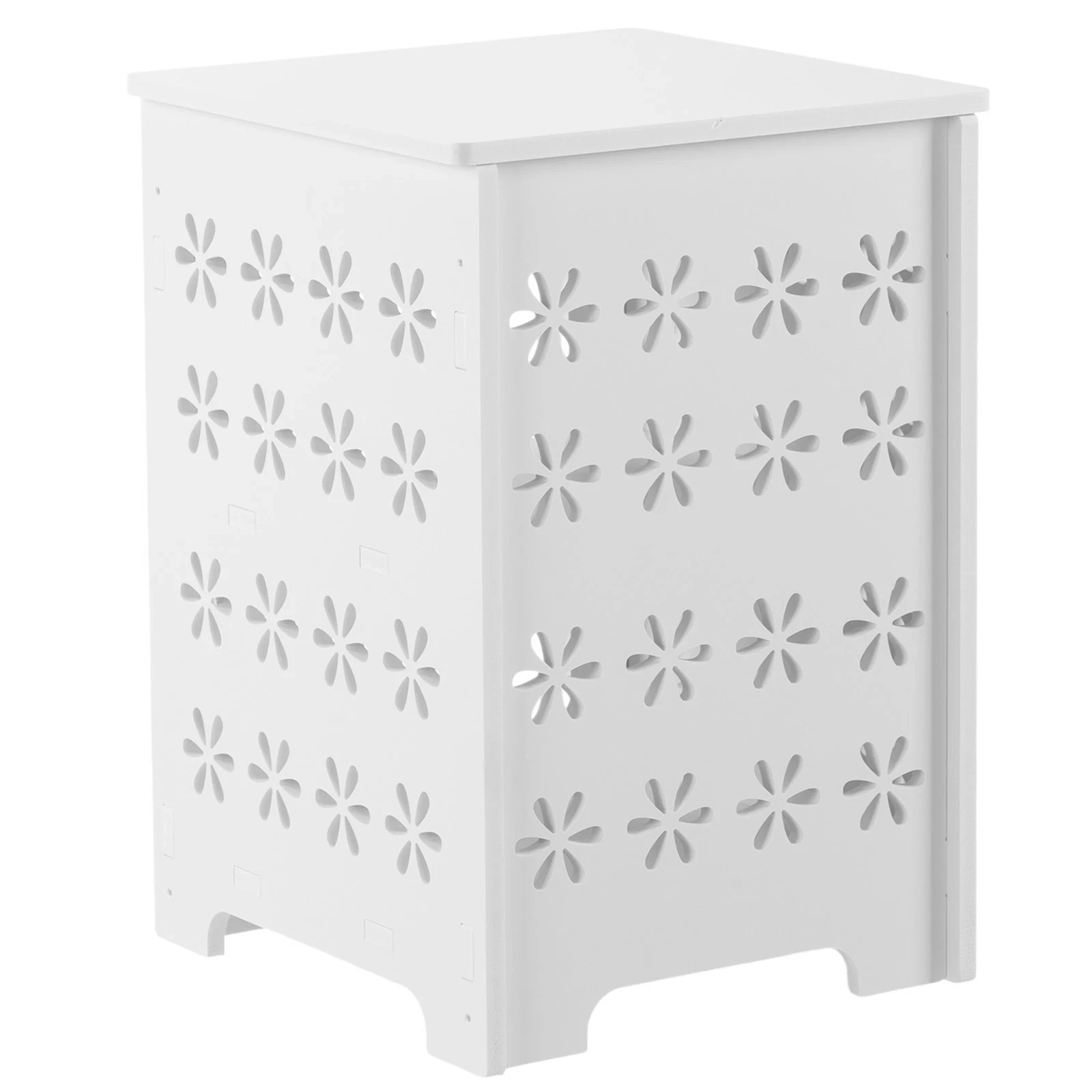 3-Tier Side Table with Storage, Nightstand End Table with Floral Design, Modern