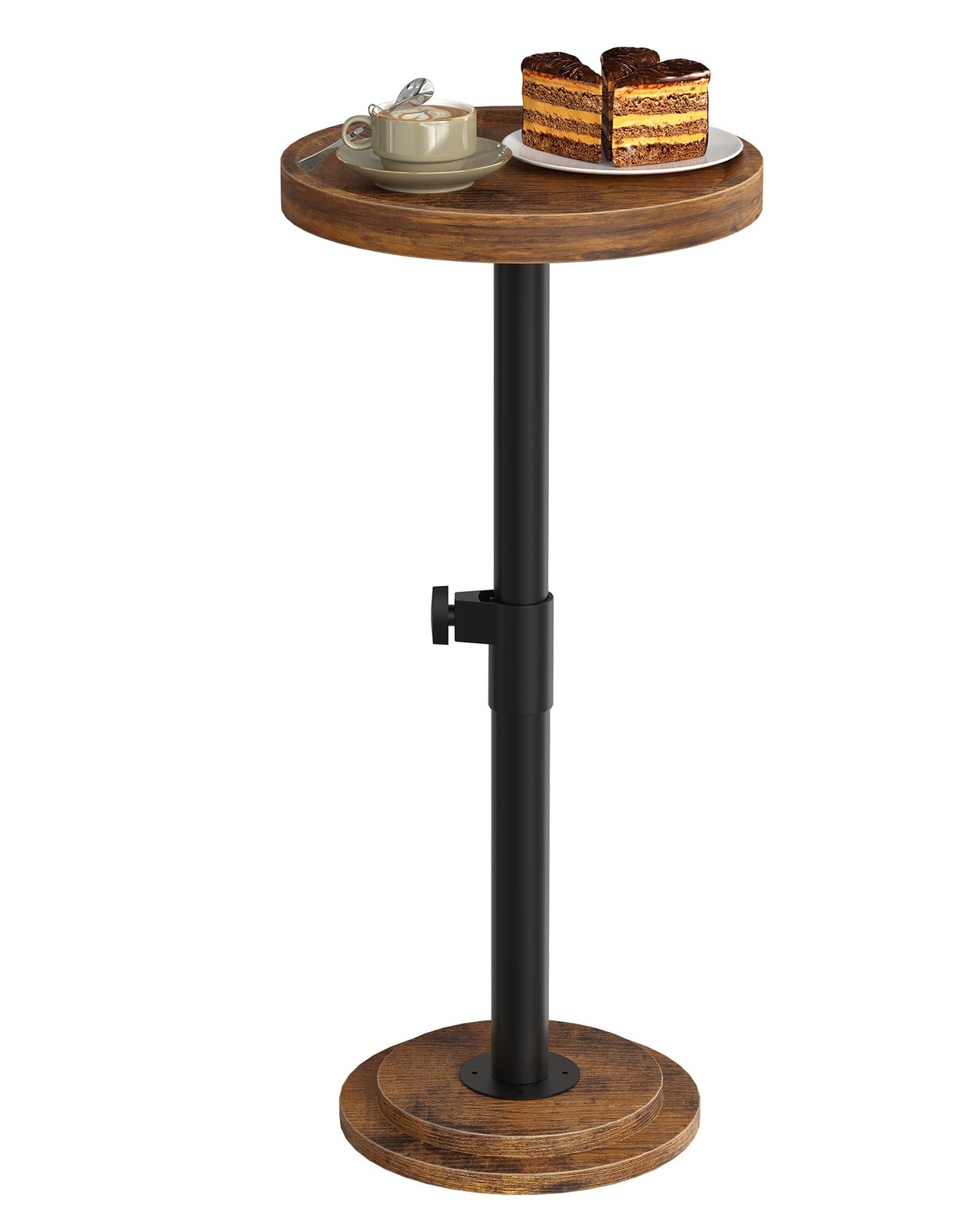 Height Adjustable Drink Table, Small Round Side Table, Pedestal Martini Table…