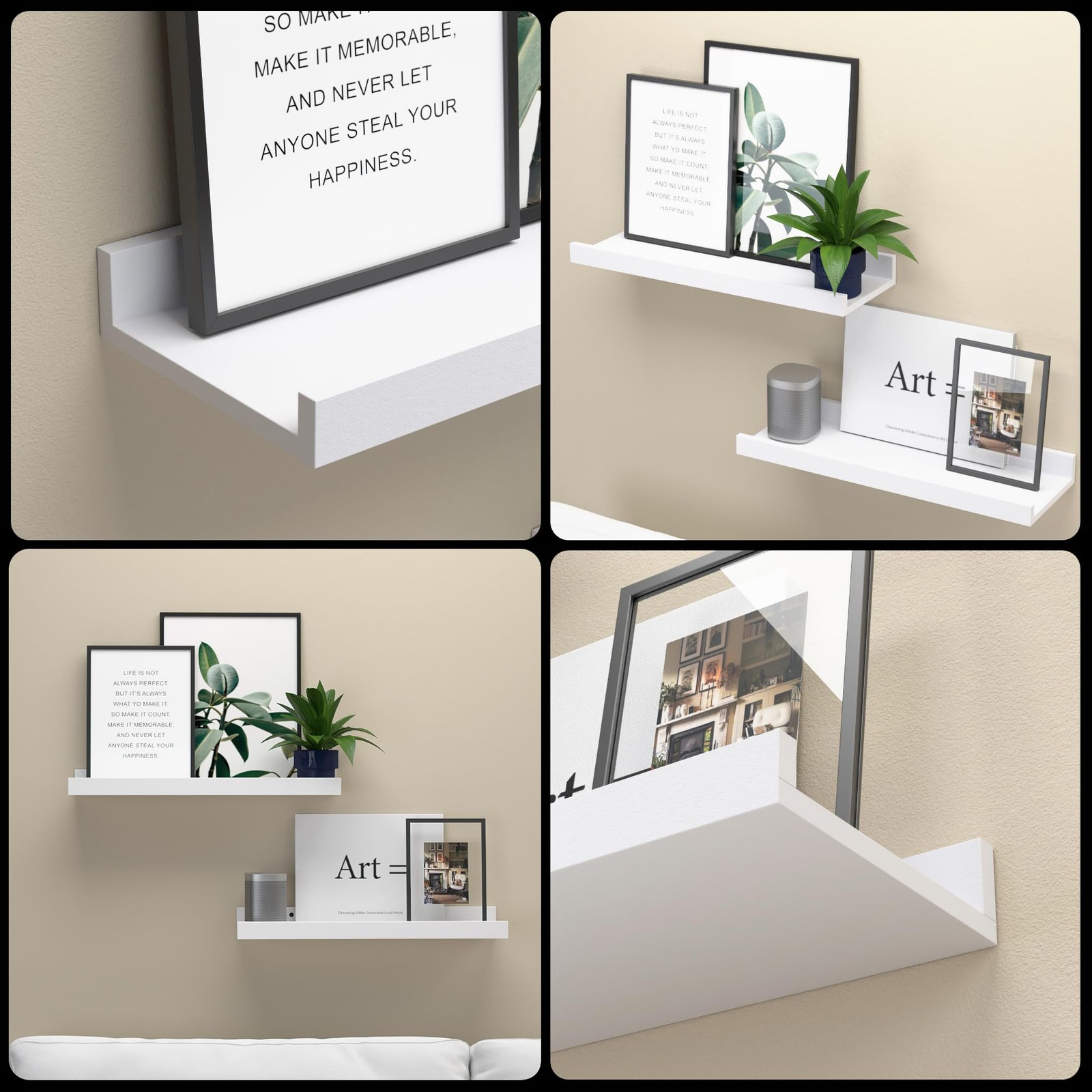 Boswillon Floating Shelves Wall Mounted Set of 2, Modern White 15.7 In,